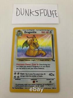 Dragonite Pokemon Card Fossil Base Set Illimité Holo 4/62 Très Rare Doit Voir
