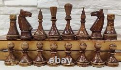 Ensemble D'échecs Soviétiques Très Rares Bakou 1950s Bois Vintage Chess Antique Ancienne Urss