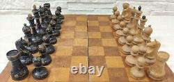 Ensemble D'échecs Soviétiques Très Rares Vintage En Bois Urss Antique Chess Artel Idée Cadeau