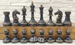 Ensemble D'échecs Soviétiques Très Rares Vintage En Bois Urss Antique Chess Artel Idée Cadeau