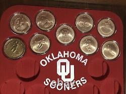 Ensemble de pièces de football des Oklahoma Sooners super rares et très difficiles à trouver dans un étui