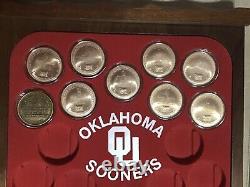 Ensemble de pièces de football des Oklahoma Sooners super rares et très difficiles à trouver dans un étui