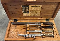 Ensemble de service de couteaux français Ancienne Maison 4 pièces très rare dans une boîte en bois