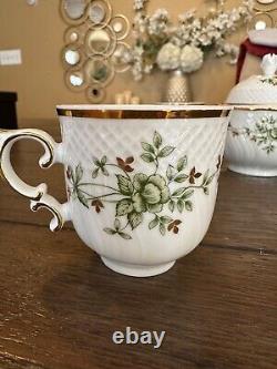 Ensemble de thé en porcelaine HOLLOHAZA vintage de collection de 5 pièces, Hongrie, très rare
