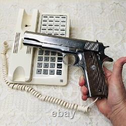 Ensemble très rare de collectionneurs vintage de téléphone Colt 45 Gun 1987, neuf dans sa boîte, TESTÉ.
