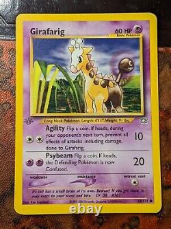 Girafarig Première Édition Grey Stamp Neo Genesis Très Rare Erreur Carte Pokémon