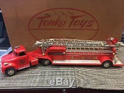 Incroyable 1950 De Tonka Toy Box Très Rare Original B-212 Service Des Incendies 3pc Set