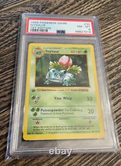 Ivysaur 1ère Édition Sans Ombre Psa 8 Mint Pokémon 1999 30/102 Très Rare