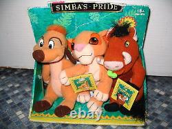 Le Roi Lion de Disney : Ensemble de la fierté de Simba Timon, Pumbaa & Kiara Tout neuf Très rare