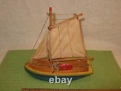 Lego Wood Vintage Danemark 1940s 1950 Prototype Sailboat Very Rare Original Sail