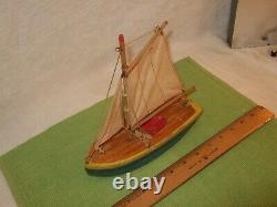 Lego Wood Vintage Danemark 1940s 1950 Prototype Sailboat Very Rare Original Sail