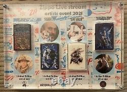 Live Zippo Artist Week Affichage Personnalisé Avec Un Ensemble Complet De Zippos Très Rare Signé