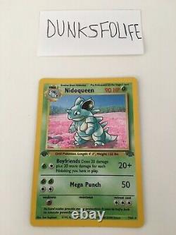 Nidoqueen Pokemon Card 1st Edition Jungle Base Set Holo 7/64 Très Rare À Voir