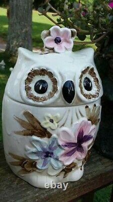 Old Napco Owl Cookie Jar Très Rare Ensemble De 3