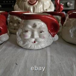 Père Noël de Noël des années 1950 Ensemble de pichet et tasse en céramique Royal Copley Très rare
