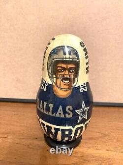 Poupées russes emboîtables des Dallas Cowboys vintage, peintes à la main, ensemble complet, TRÈS RARE