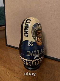 Poupées russes emboîtables des Dallas Cowboys vintage, peintes à la main, ensemble complet, TRÈS RARE