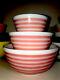 Pyrex Rainbow Pink Stripe 3pc Mixing Bol Set, Très Rare 401, 402 & 403