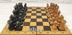 Très Rare 1950 Soviétique Chess Set Vintage En Bois Urss Antique Chess
