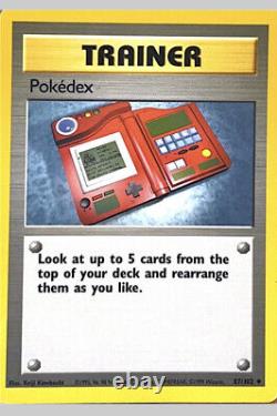 Très Rare 1995, 96,98 Pokemon Pokedex Trainer Card 87/102 Set De Base Jamais Joué