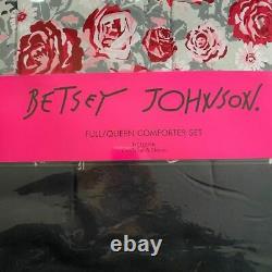 Très Rare Betsey Johnson Banded Floral Full Queen Comforter + Sham Set