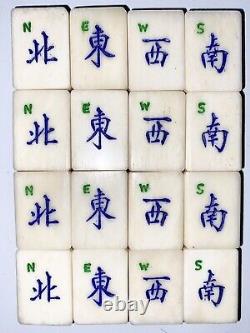 Très Rare Chinois Bone Bone Bamboo Mahjong Set 166 Tuiles Nmjl Prêt