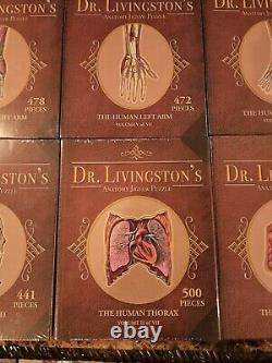 Très Rare Complete Set De 7 Nouveaux Jigsaw Puzzle D'anatomie Du Dr Livingston