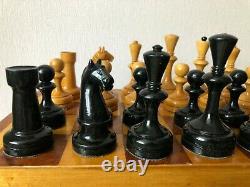 Très Rare Jeu D'échecs En Bois Ancien Pondéré Par Botvinnik