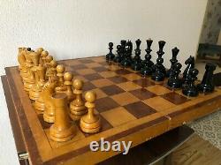 Très Rare Jeu D'échecs En Bois Ancien Pondéré Par Botvinnik