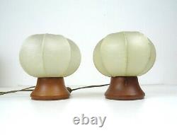 Très Rare Original 60s Cocoon MID Century Danish Modern Pair Set 2 Lampes De Table