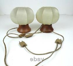 Très Rare Original 60s Cocoon MID Century Danish Modern Pair Set 2 Lampes De Table
