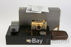 Tres Rare Rollei 35 Limited Edition Gold 75ème Ann. Set Box En Bois D'affichage