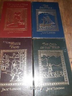 Très rare coffret de 4 volumes Jack London de la maison d'édition Easton Press, tous encore scellés d'usine en 1998.