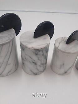Très rare ensemble de 4 boîtes en marbre lourd de style Art Déco italien vintage avec couvercles.