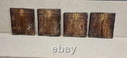 Très rare ensemble de 4 plaques/carreaux en laiton persan antique C. 1870