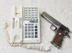 Très rare ensemble de téléphone pistolet Colt 45 de collection vintage de 1987 neuf dans sa boîte TESTÉ