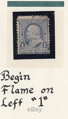 Us # 219v (1890) Occasion 1c Efo'candle Flame 'set De 12 2 Très Rare Rare