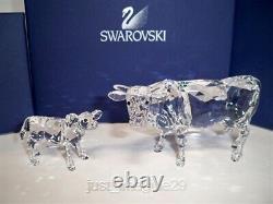 Vache Swarovski & Calf 905775 & 0905776 Ensemble Très Rare