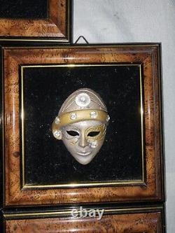 Very Rare Daniel Swarovski Cristal Encadré Masque De Carnaval Fabriqué En Italie 8pc Set