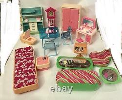 Very Rare Vintage 1977 Barbie Dream House Meubles Set 16 Pièces Et Accessoires