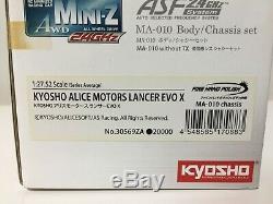 Vieux Très Rare Kyosho Mini-z Racer Body & Awd Châssis Set Alice Moteurs Evo X Rare