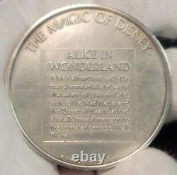 Vintage Disney Silver Coin Alice Dans Wonderland Kirk Set. Très Rare