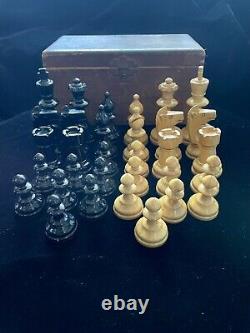 W. T. Pinney Antique Club Chess Set In Original Box (très Rare!)