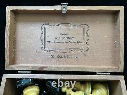 W. T. Pinney Antique Club Chess Set In Original Box (très Rare!)