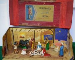 Wend-al Incassables Toys Très Rare Vintage 1948 Boxed Set Aluminium Nativité